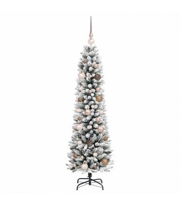 vidaXL Artificial Slim Christmas Tree 150 cm 150 LEDs Warm White
