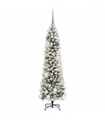 vidaXL Artificial Slim Christmas Tree 150 cm 150 LEDs Warm White