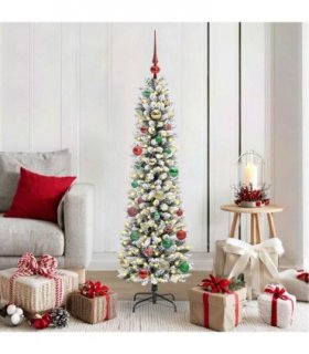 vidaXL Artificial Slim Christmas Tree 150 cm 150 LEDs Warm White