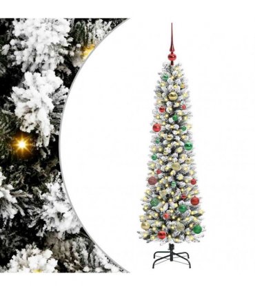 vidaXL Artificial Slim Christmas Tree 150 cm 150 LEDs Warm White