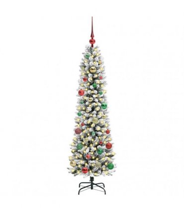 vidaXL Artificial Slim Christmas Tree 150 cm 150 LEDs Warm White