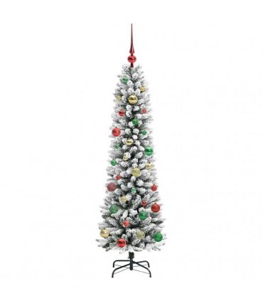 vidaXL Artificial Slim Christmas Tree 150 cm 150 LEDs Warm White