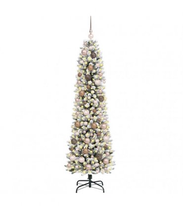 vidaXL Artificial Slim Christmas Tree 180 cm 300 LEDs Warm White