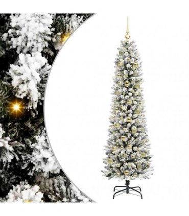 vidaXL Artificial Slim Christmas Tree 180 cm 300 LEDs Warm White