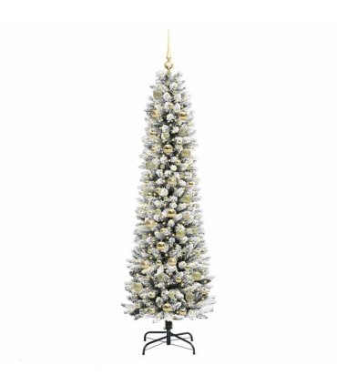 vidaXL Artificial Slim Christmas Tree 180 cm 300 LEDs Warm White