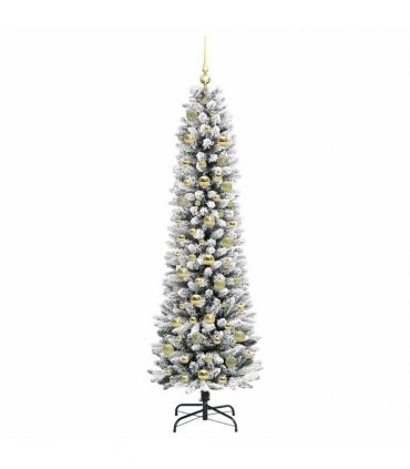 vidaXL Artificial Slim Christmas Tree 180 cm 300 LEDs Warm White