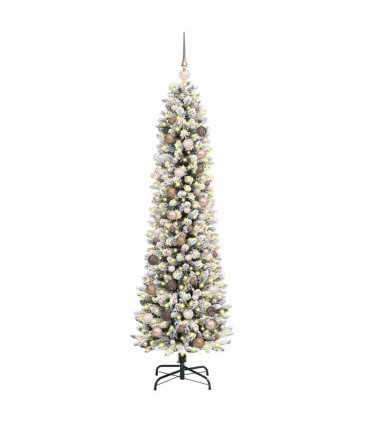 vidaXL Artificial Slim Christmas Tree 210 cm 300 LEDs Warm White