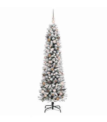 vidaXL Artificial Slim Christmas Tree 210 cm 300 LEDs Warm White