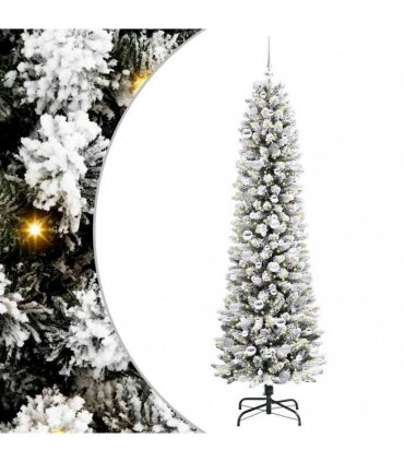 vidaXL Artificial Slim Christmas Tree 210 cm 300 LEDs Warm White
