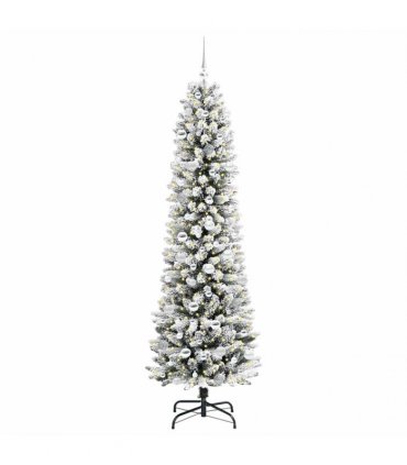 vidaXL Artificial Slim Christmas Tree 210 cm 300 LEDs Warm White