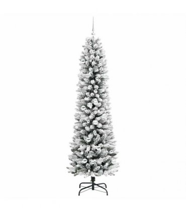 vidaXL Artificial Slim Christmas Tree 210 cm 300 LEDs Warm White