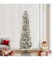 vidaXL Artificial Slim Christmas Tree 240 cm 300 LEDs Warm White
