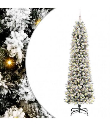 vidaXL Artificial Slim Christmas Tree 240 cm 300 LEDs Warm White