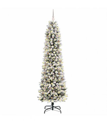 vidaXL Artificial Slim Christmas Tree 240 cm 300 LEDs Warm White