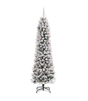 vidaXL Artificial Slim Christmas Tree 240 cm 300 LEDs Warm White