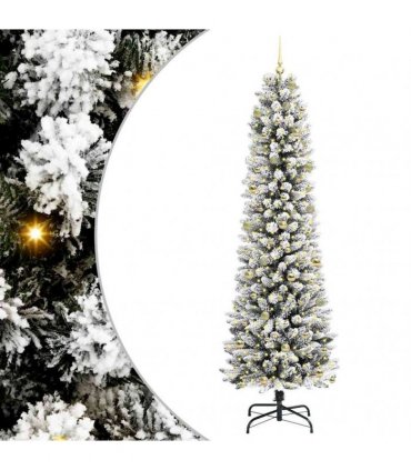 vidaXL Artificial Slim Christmas Tree 240 cm 300 LEDs Warm White