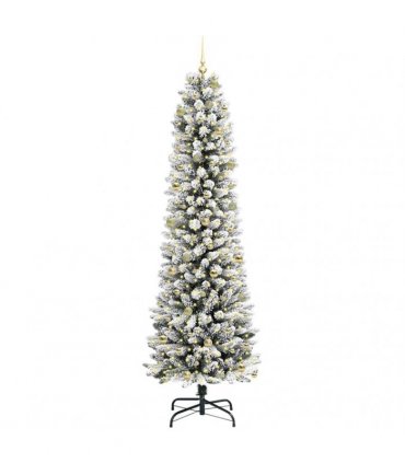 vidaXL Artificial Slim Christmas Tree 240 cm 300 LEDs Warm White