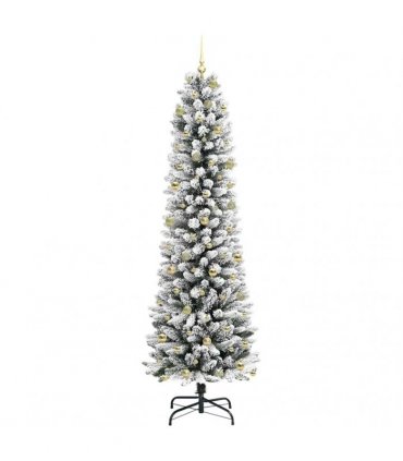 vidaXL Artificial Slim Christmas Tree 240 cm 300 LEDs Warm White