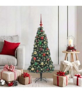 vidaXL Artificial Pre-lit Christmas Tree with Ball Set Green 120 cm