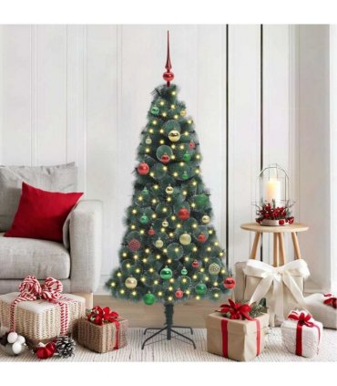 vidaXL Artificial Pre-lit Christmas Tree with Ball Set Green 150 cm
