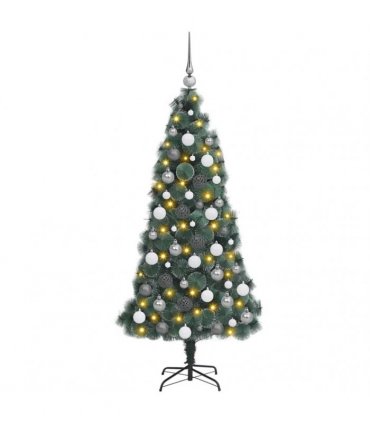 vidaXL Artificial Pre-lit Christmas Tree with Ball Set Green 180 cm