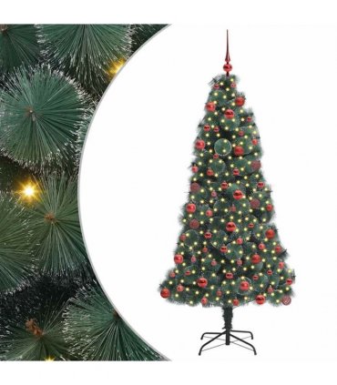 vidaXL Artificial Pre-lit Christmas Tree with Ball Set Green 180 cm
