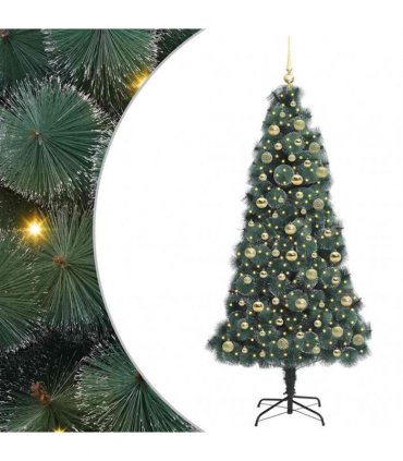 vidaXL Artificial Pre-lit Christmas Tree with Ball Set Green 180 cm