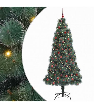 vidaXL Artificial Pre-lit Christmas Tree with Ball Set Green 210 cm