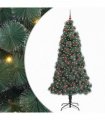 vidaXL Artificial Pre-lit Christmas Tree with Ball Set Green 210 cm