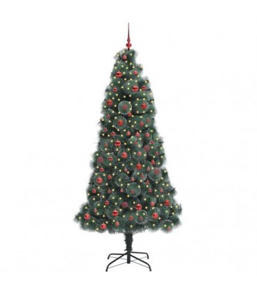 vidaXL Artificial Pre-lit Christmas Tree with Ball Set Green 210 cm