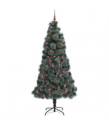 vidaXL Artificial Pre-lit Christmas Tree with Ball Set Green 210 cm