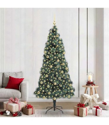 vidaXL Artificial Pre-lit Christmas Tree with Ball Set Green 210 cm