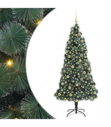 vidaXL Artificial Pre-lit Christmas Tree with Ball Set Green 210 cm