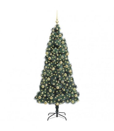 vidaXL Artificial Pre-lit Christmas Tree with Ball Set Green 210 cm