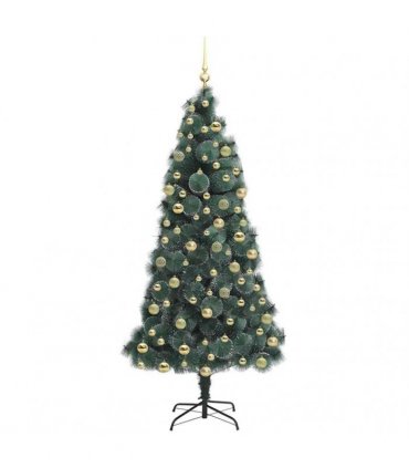 vidaXL Artificial Pre-lit Christmas Tree with Ball Set Green 210 cm