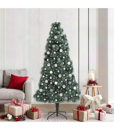 vidaXL Artificial Pre-lit Christmas Tree with Ball Set Green 210 cm