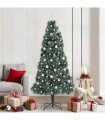 vidaXL Artificial Pre-lit Christmas Tree with Ball Set Green 210 cm