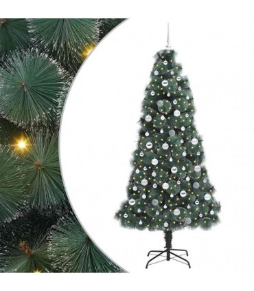 vidaXL Artificial Pre-lit Christmas Tree with Ball Set Green 210 cm