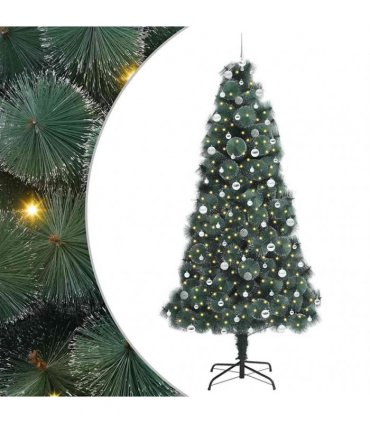 vidaXL Artificial Pre-lit Christmas Tree with Ball Set Green 240 cm