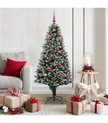 vidaXL Christmas Tree with LED Light Green and White 150 cm