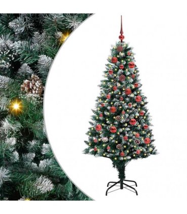 vidaXL Christmas Tree with LED Light Green and White 150 cm