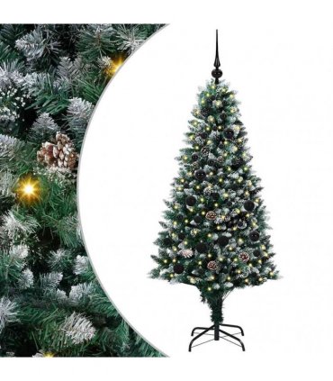 vidaXL Christmas Tree with LED Light Green and White 150 cm