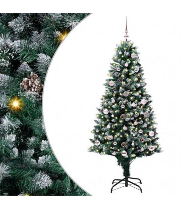 vidaXL Christmas Tree with LED Light Green and White 150 cm