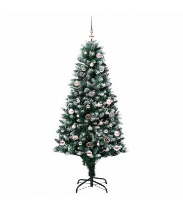 vidaXL Christmas Tree with LED Light Green and White 150 cm