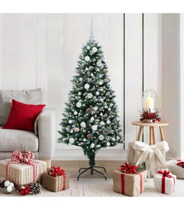 vidaXL Christmas Tree with LED Light Green and White 150 cm
