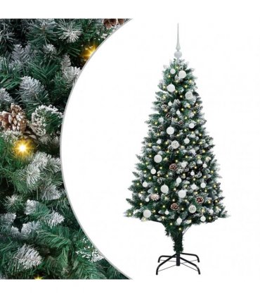vidaXL Christmas Tree with LED Light Green and White 150 cm