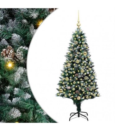 vidaXL Christmas Tree with LED Light Green and White 150 cm