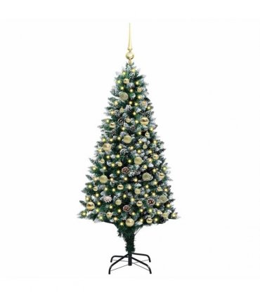 vidaXL Christmas Tree with LED Light Green and White 150 cm