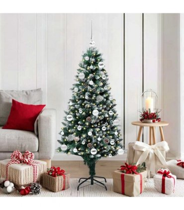 vidaXL Christmas Tree with LED Light Green and White 150 cm
