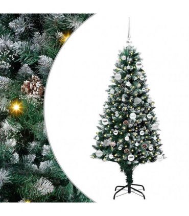 vidaXL Christmas Tree with LED Light Green and White 150 cm